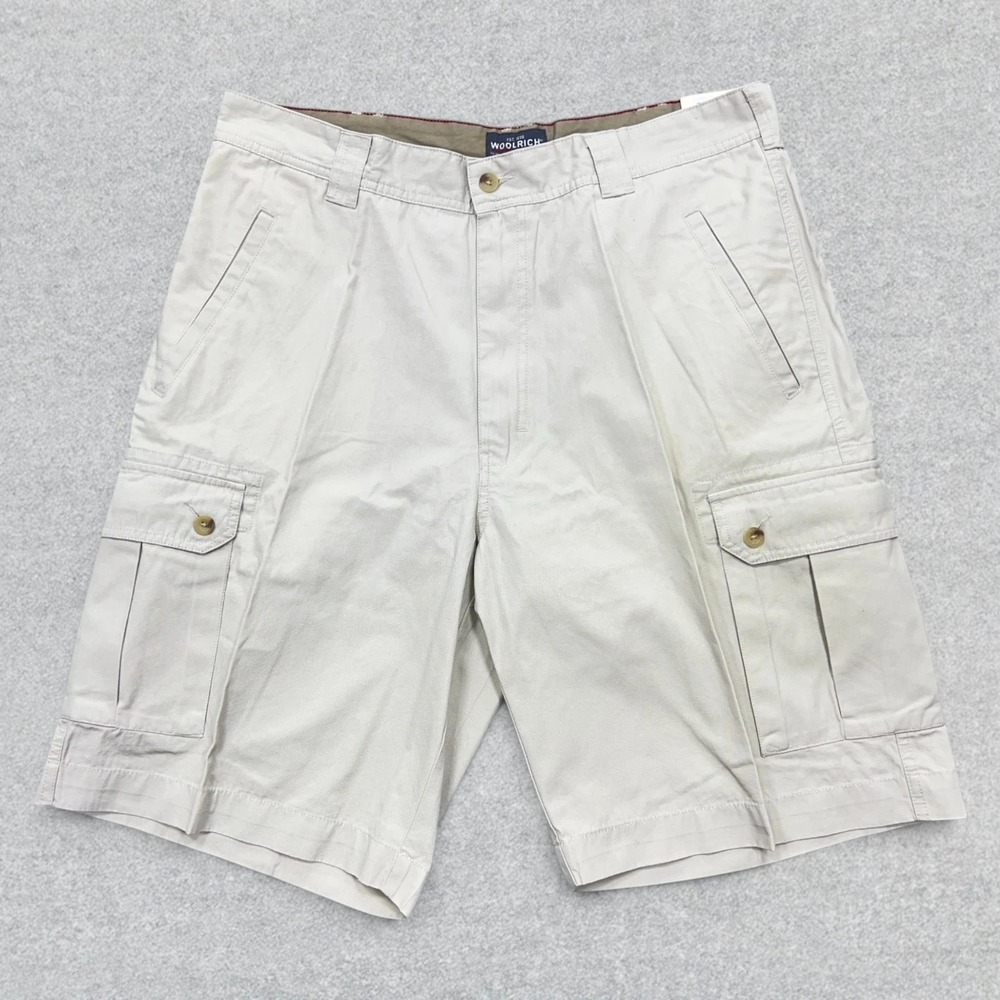 Woolrich Cargo Shorts Mens 36 Stone Beige Cotton Division Utility Hiking NWT